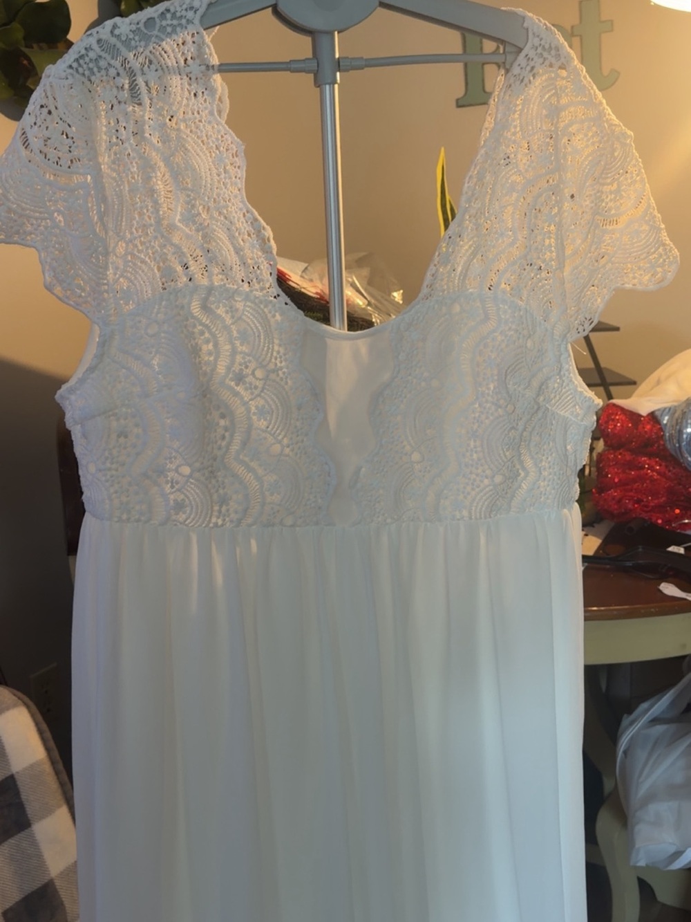 SHEIN White Lace Bodice Wedding Dress